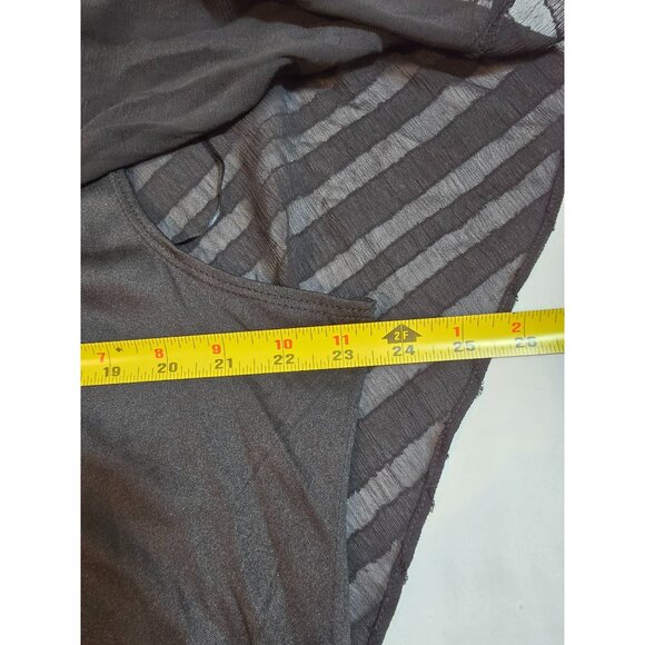 Black Sheer Overlay Asymmetrical Top With Necklace Accent Size 2X NY Collection - Picture 10 of 16